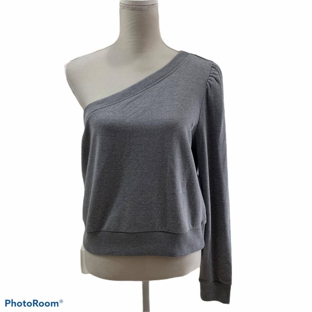 NY&CO SOHO Jeans one sleeve sweater Sz M Grey NWT